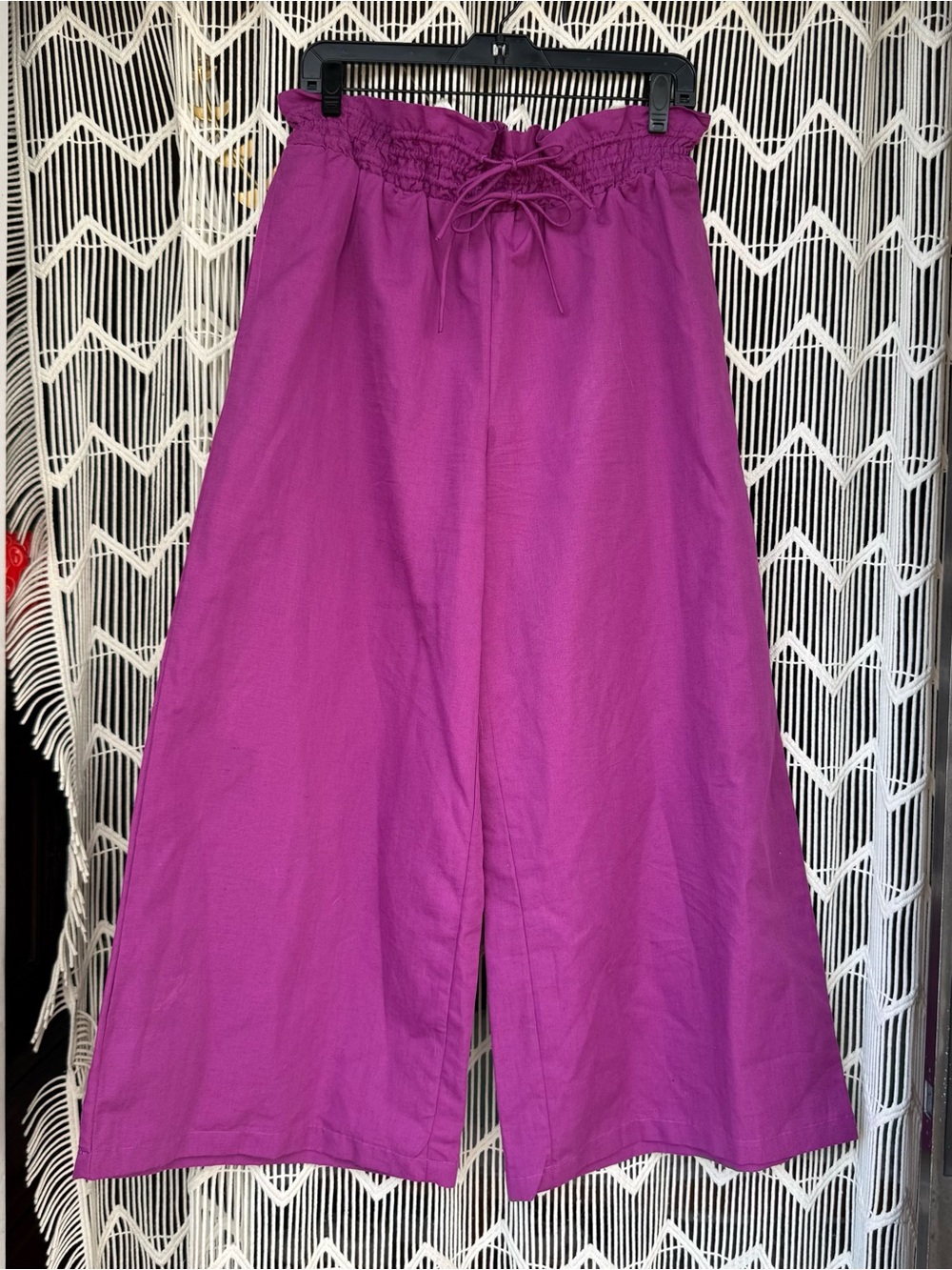 Anthropologie Wide-Leg Paperbag Waist Pants in Magenta